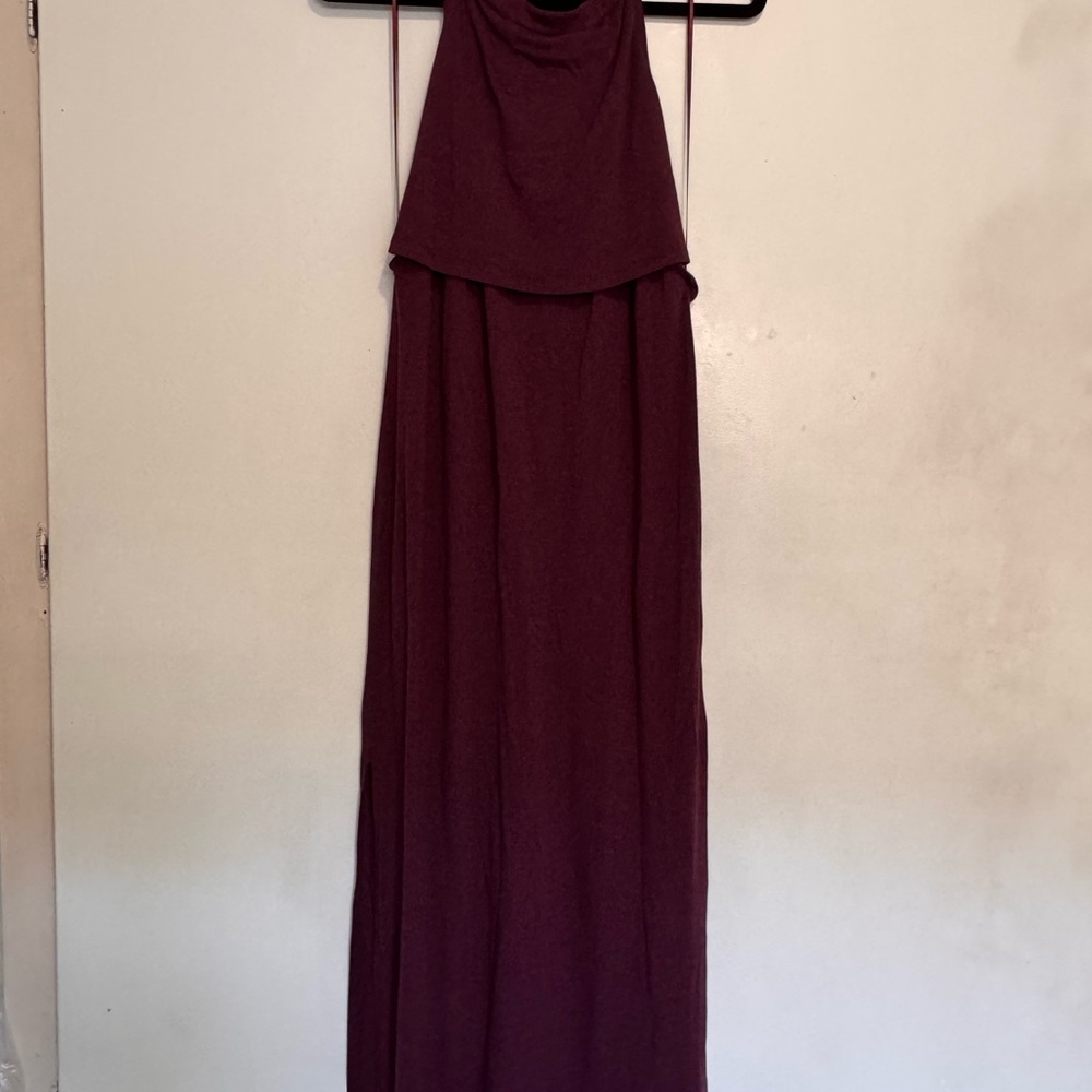 Sweaty Betty Red Tiered Halter Maxi Gown